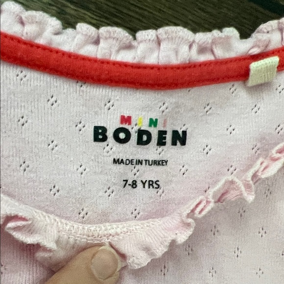 Mini Boden Kids Striped Green and Pink Strawberry Tank Top set size 7-8 - Picture 6 of 7